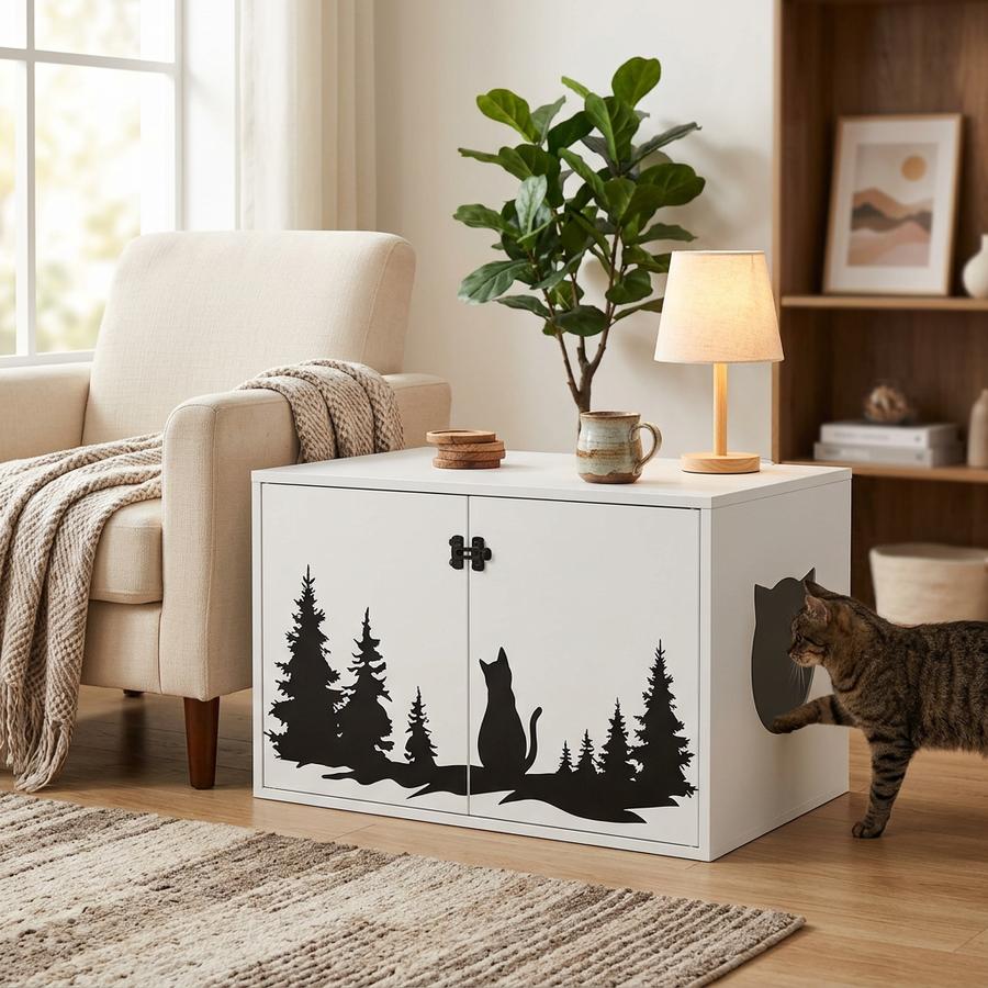 Cat Litter Box Enclosure as end table